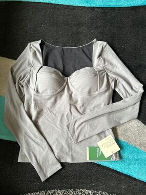 Gray long sleeved built in bra shirt